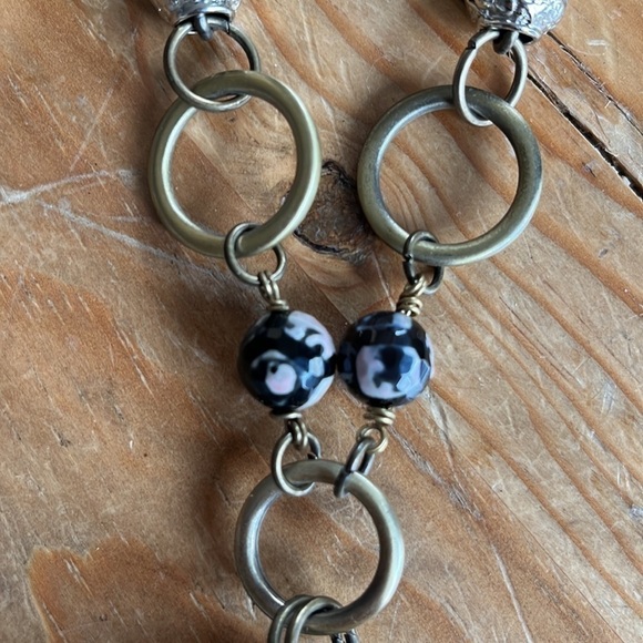 20” Pam Hiran Anthropologie Chunky Boho Teardrop Beaded Pendant Necklace - Picture 12 of 15